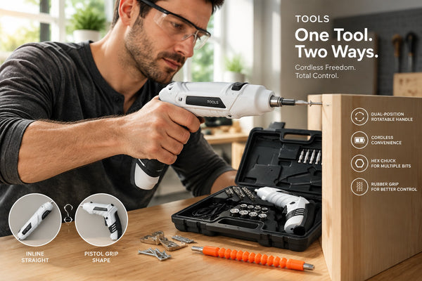 47Pcs Cordless Rechargeable Screwdriver Set with LED Light