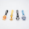 4 colorful 3D Animal Silicone Keychains featuring a lion, giraffe, hippo, and elephant on soft straps.