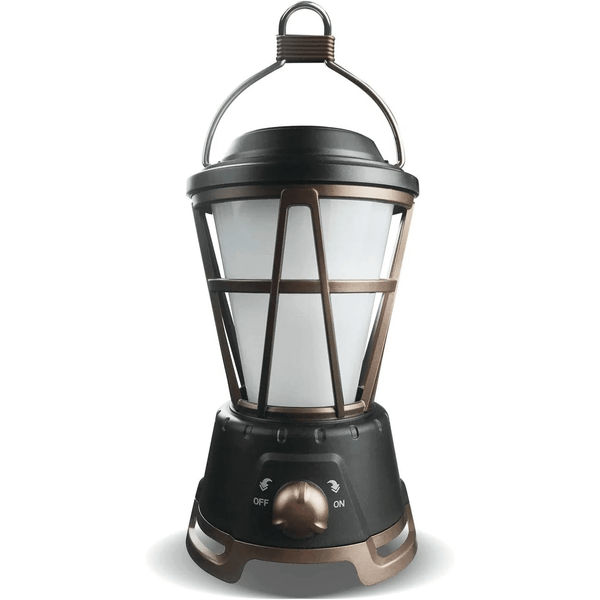 Outdoor Flicker LED Lantern with warm, ambient lighting and realistic flame effect for camping and outdoor gatherings.