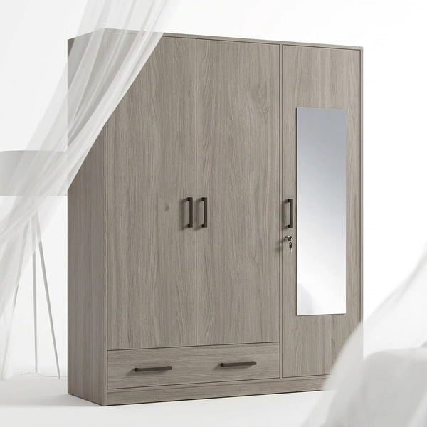 Storage Cabinet Wardrobe with Mirror Panel