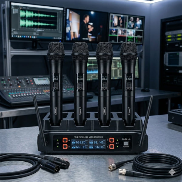 4 Channel UHF Professional Wireless Microphone System