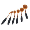 6 Piece Oval Makeup Brush Set showcasing various sizes of brushes with sleek black handles and soft bristles