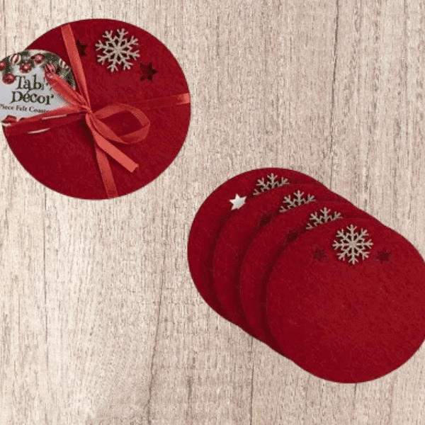 Perfect Dealz Festive Felt Coaster Set for Holiday Tables