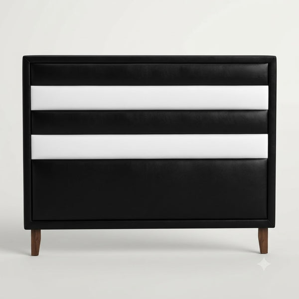 Black Upholstered Panel Headboard for Bedroom
