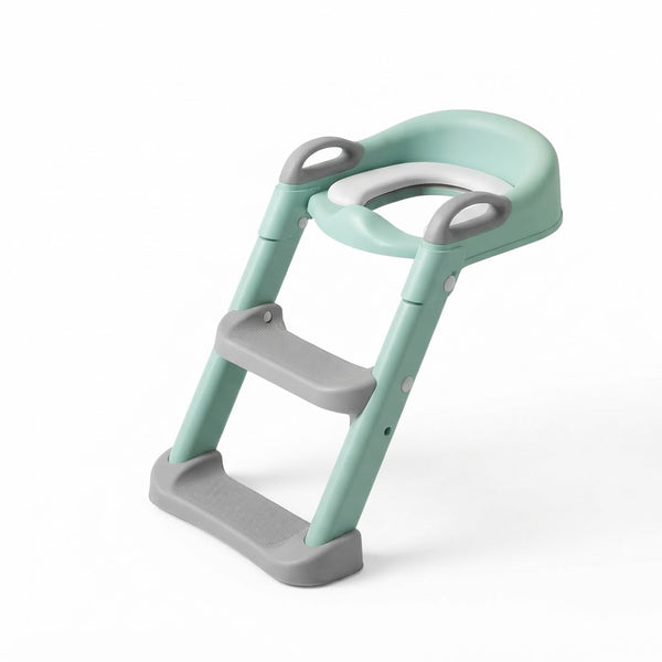 Foldable Children Potty Training Toilet Seat with Step Ladder for toddlers, featuring non-slip steps and dual handrails.