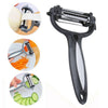 3 in 1 Rotary Fruit and Vegetable Peeler Non-Slip showcasing peeling, slicing, and shredding with one tool.