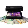 Counterfeit Money Detector with UV Lamp scanning multiple banknotes for authenticity verification.