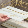 Image of a hand adjusting a shelf on the 2-Tier Space-Saving Bathroom Rack with a gold-finished frame.