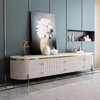 Modern Media Cabinet elegantly displayed in a stylish entertainment space with accessories and decor.