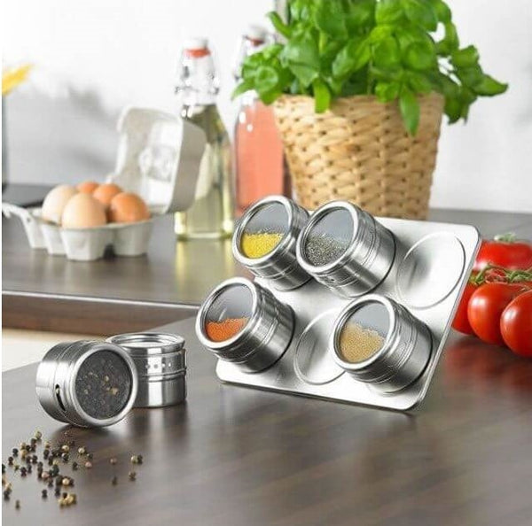 Perfect Dealz Stainless Steel Magnetic Spice Rack 6 Piece