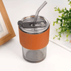 Perfect Dealz 400ml Coffee Cup Sipper Glass Tumbler with Lid and Straw