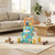 2-in-1 Baby Walker with Bear Design featuring a cheerful bear face and colorful buttons in a cozy living room setting.