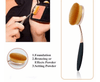Application of makeup using the 6 Piece Oval Makeup Brush Set for foundation, bronzing, and setting powder.