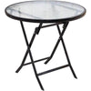 60cm Foldable Round Glass Top Patio Side Table image 1
