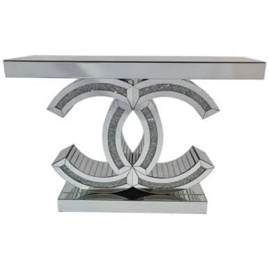 Perfect Dealz Silver Mirrored Diamond Console Table