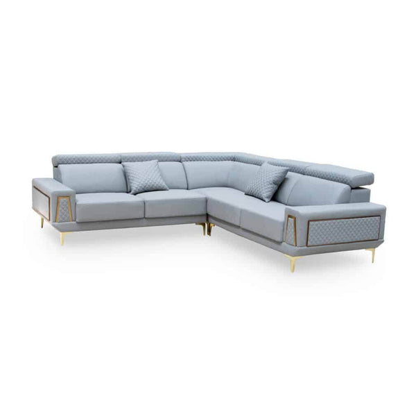 Plush L-Shaped Genuine Leather Corner Sofa with comfortable cushions and elegant design.