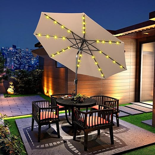 Perfect Dealz Outdoor Patio Table Umbrella with LED Light