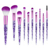 10pcs Clear Crystal Quicksand Makeup Brush Set featuring smooth performance and stylish quicksand handles.
