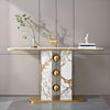 Luxury Faux Marble and Gold Circular Base Console Table with sleek design and elegant decor accents.