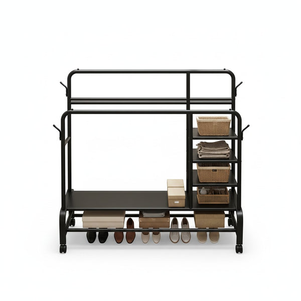 120cm 3-Tier Double-Rail Drying Rack With Wheels