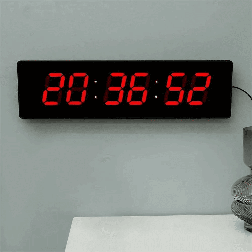 希少 美品 Hardcore LED BIG DIGITAL CLOCK EC Clocks - Digital LED Wall Clock with Date & Temperature Display インテリア時計