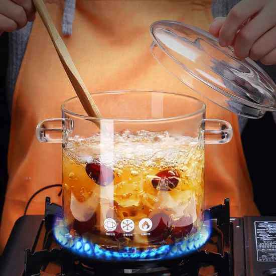 Perfect Dealz Charming Transparent Borosilicate Glass Pot With Lid 14cm