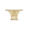 Marble Top Gold Console Table showcasing an elegant design with a polished marble surface and gold-finish frame.