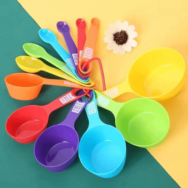 Perfect Dealz 12Pcs Plastic Colorful Measuring Cups and Spoons Set
