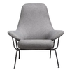 Zen Lounge Chair in gray fabric with minimalist design, perfect for modern living spaces and relaxation.