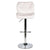White Shell Bar Stool with Gas Lift and Chrome Base featuring a geometric quilted backrest.