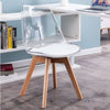 Scandinavian Transparent Elk Dining Chair with a minimalist design and clear seat on wooden legs.