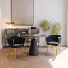 Braided Velvet Plush Fabric Dining Chair paired with modern round table in a stylish dining room.