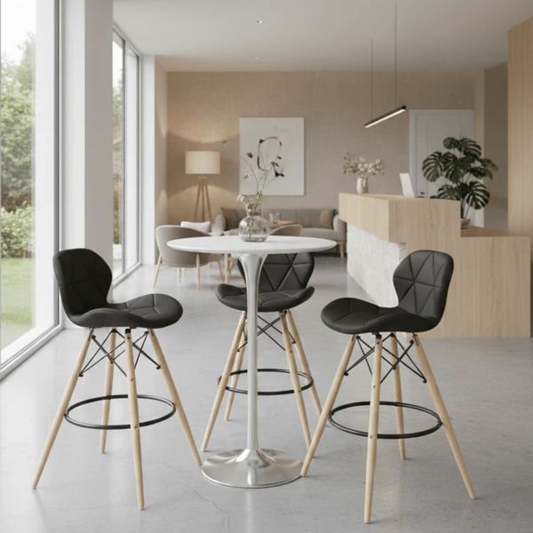 Modern interior featuring Urban Lounge Bar Chair around a stylish round table in a bright space.