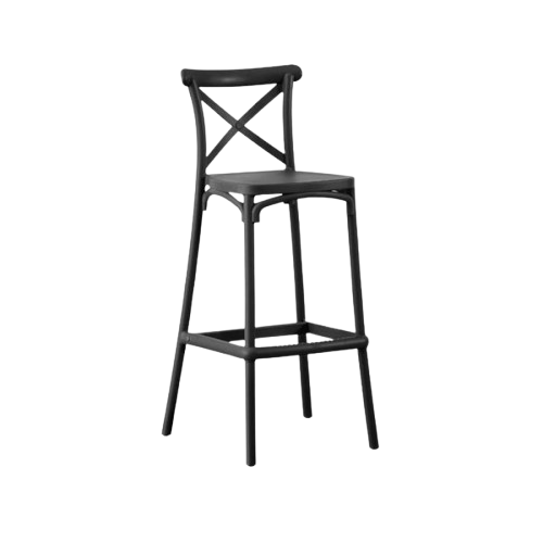 Modern Vintage Plastic Bar Chair in sleek black design, perfect for counters and casual seating areas.