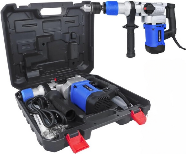 1500W Electric Demolition Jackhammer Concrete Breaker Kit in carrying case with accessories, ready for home renovations.