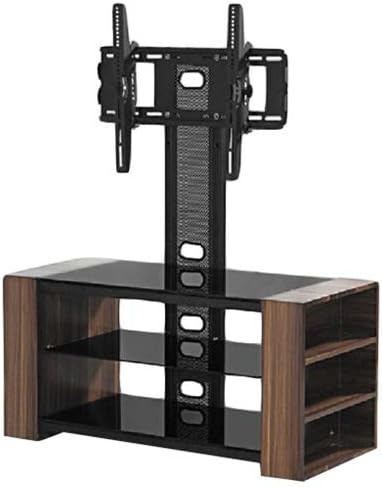 Glass TV Stand with tempered glass shelves and a black metal frame for modern interiors.