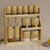 Glass Spice Jar Set with Bamboo Stand featuring spices, oils, and a stylish two-tier bamboo storage display.