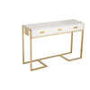 Luxe Glam Console Table with white surface and gold metal frame, perfect for stylish entryways and living areas.