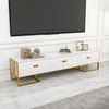 Urban Modern Media Console with gold accents, providing stylish storage for TV and media devices.