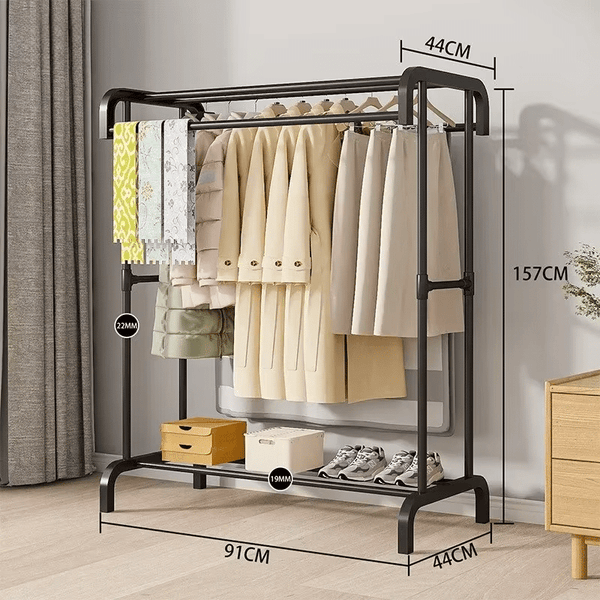 Double Pole Clothing Rack with Top Shelf image 1