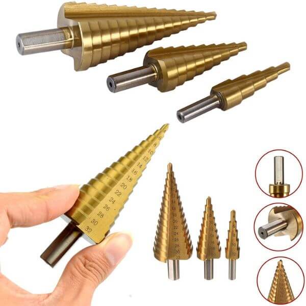 Perfect Dealz 3 Piece High Speed Steel Step Drill Set