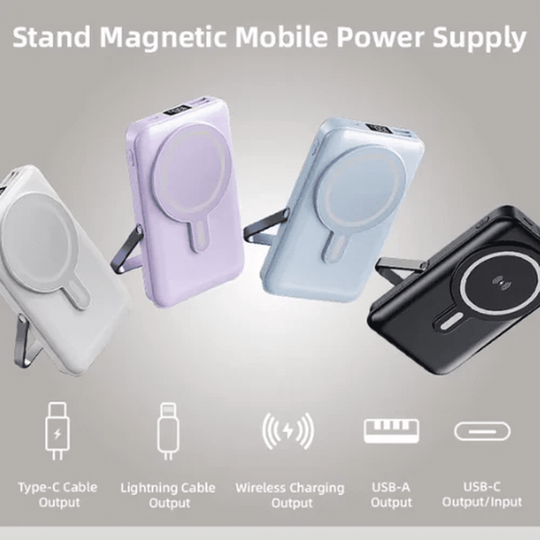 10000mAh Magnetic Power Bank with Phone Stand image 5