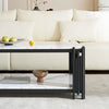 Modern Rectangular Glass Coffee Table with sleek design, featuring a marble top and stylish black legs in a modern living room.