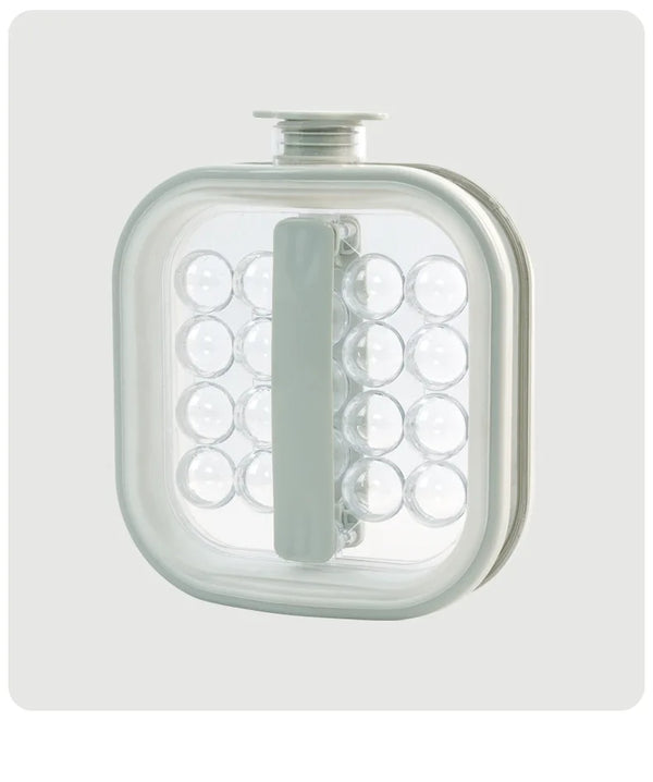 2-in-1 Ice Ball Maker Bottle with Lid design featuring multiple ice ball compartments.