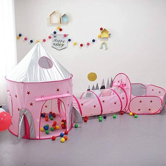 3 In 1 Spaceship Toddler Crawl Tunnel Playhouse Tent image 0