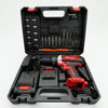 21V Multi-Function Cordless Impact Drill & Screwdriver set in carrying case with accessories and bits.
