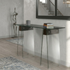 Luxury Glass Console Table with A-Shape Base in modern entryway with sleek design and unique features.