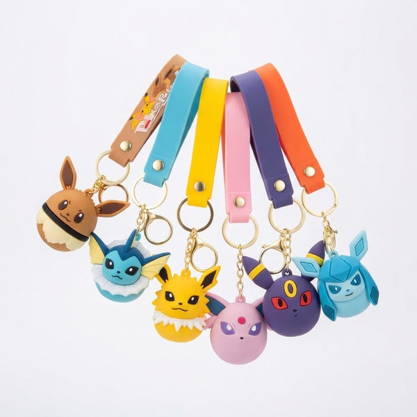 Color Monster Creature Sphere Keychain with Wrist Strap showcasing vibrant character charms in assorted colors.