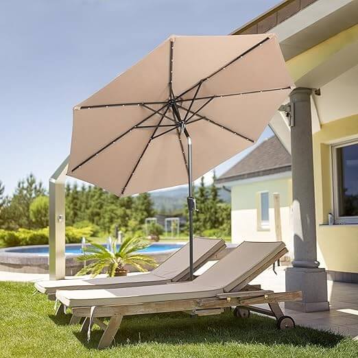 Perfect Dealz Outdoor Patio Table Umbrella with LED Light