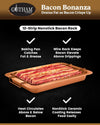Copper Bacon Bonanza 12-strip nonstick bacon rack draining fat while cooking bacon evenly.